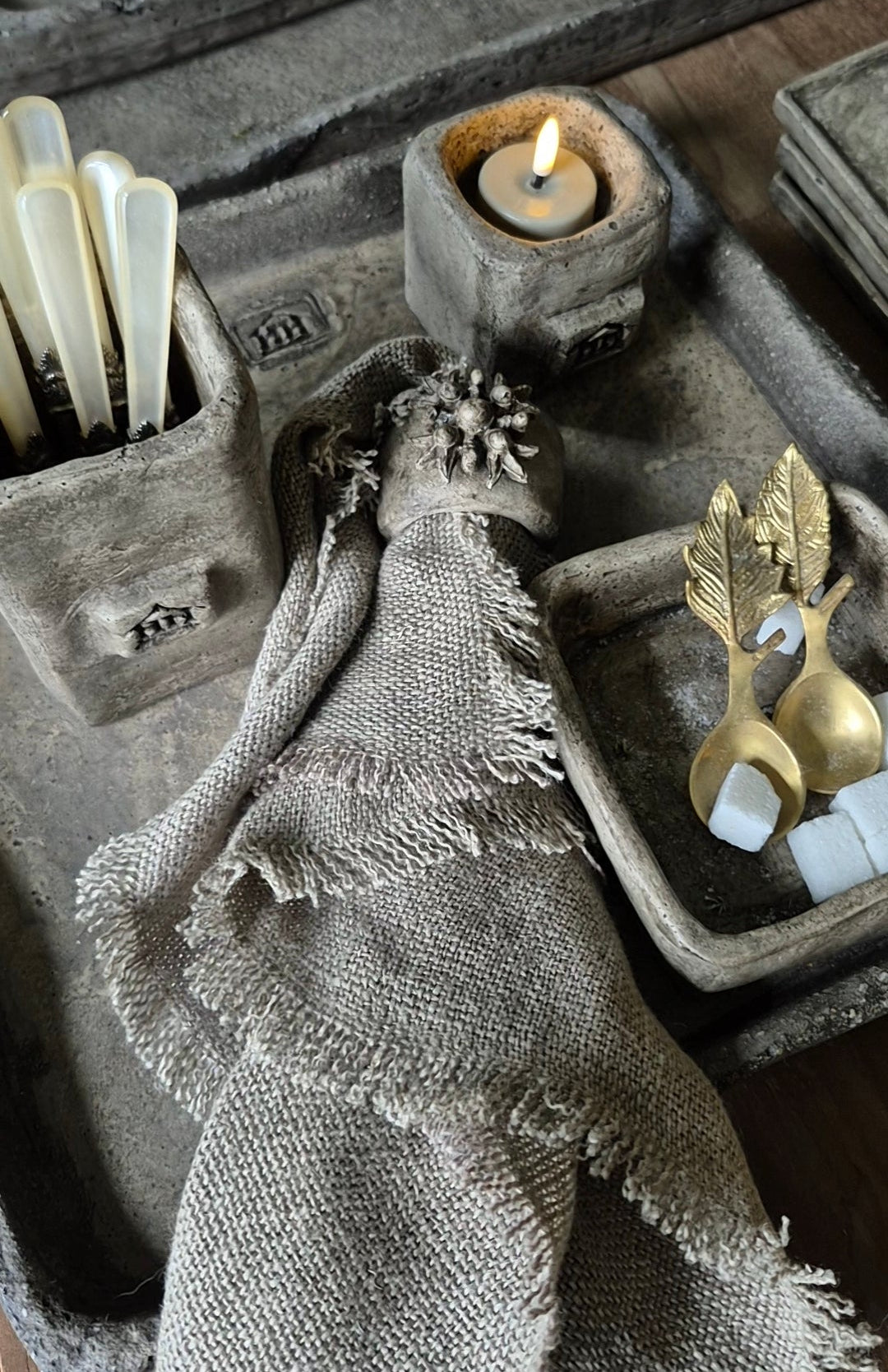 Linnen servet -2 stuks- Azra taupe Luksa 45x45cm