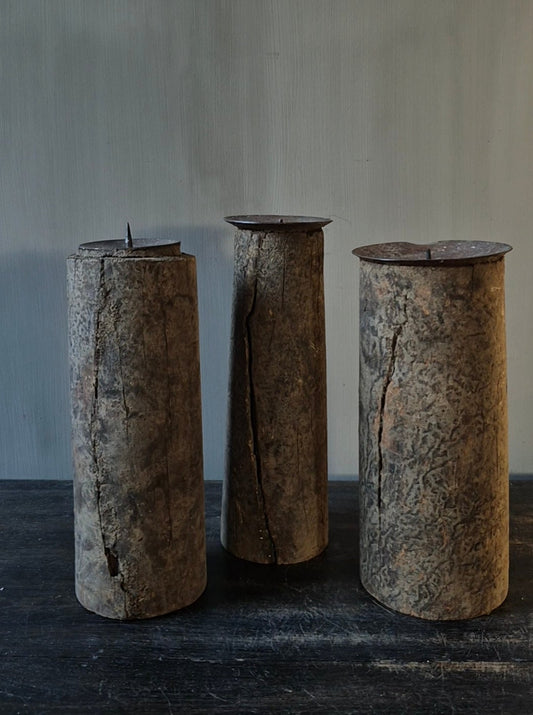 Set houten kandelaren