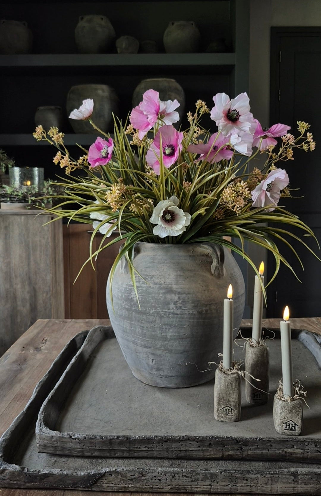 Kunstbloemen boeket roze - gebonden