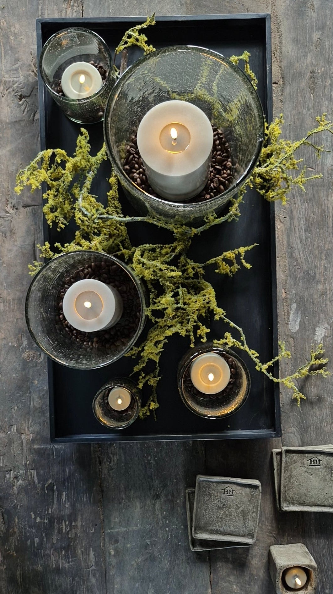 Houten dienblad zwart 36,5x66,5cm