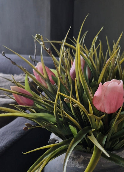 Kunsttulpen boeket roze mix | gebonden