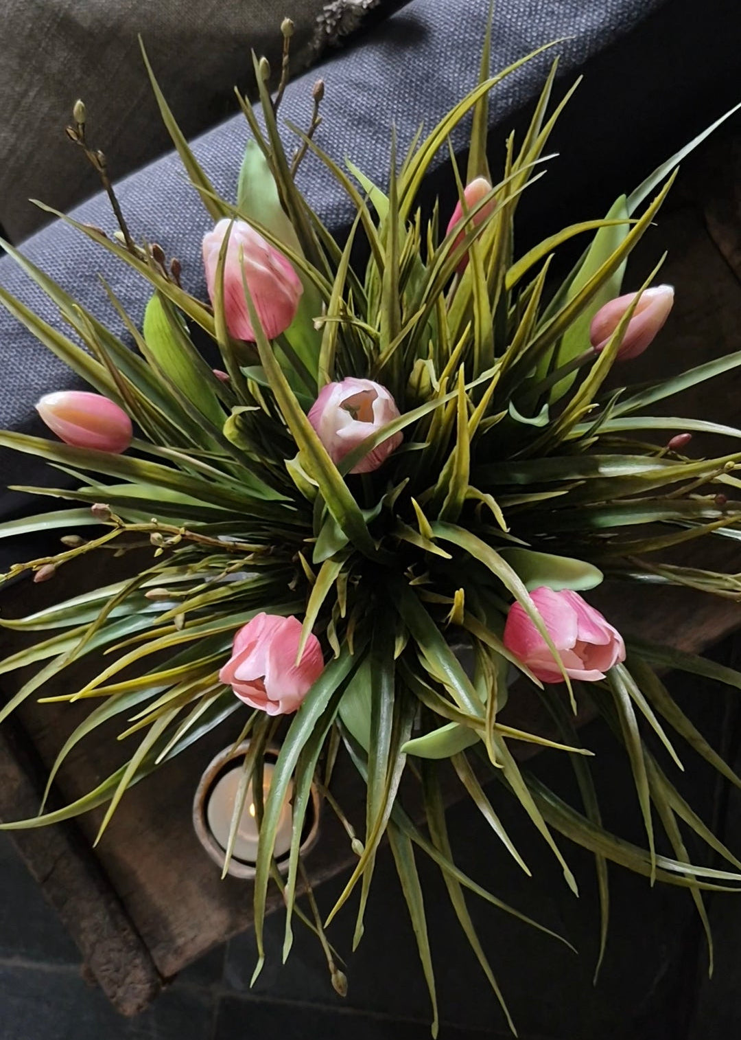 Kunsttulpen boeket roze mix | gebonden