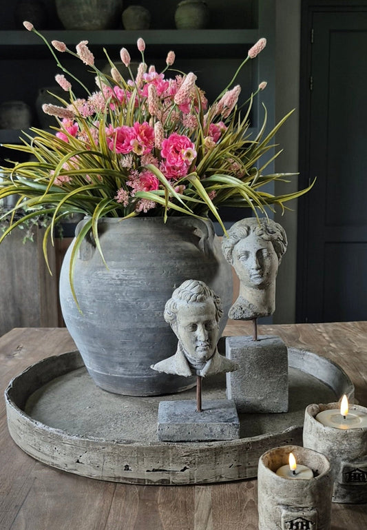 Kunstbloemen boeket donker roze - gebonden