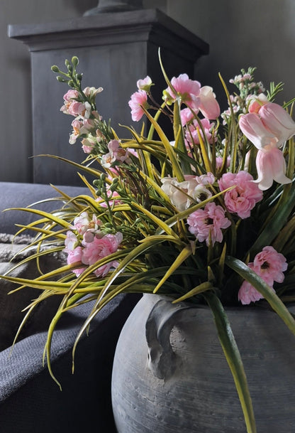 Kunstbloemen boeket licht roze - gebonden