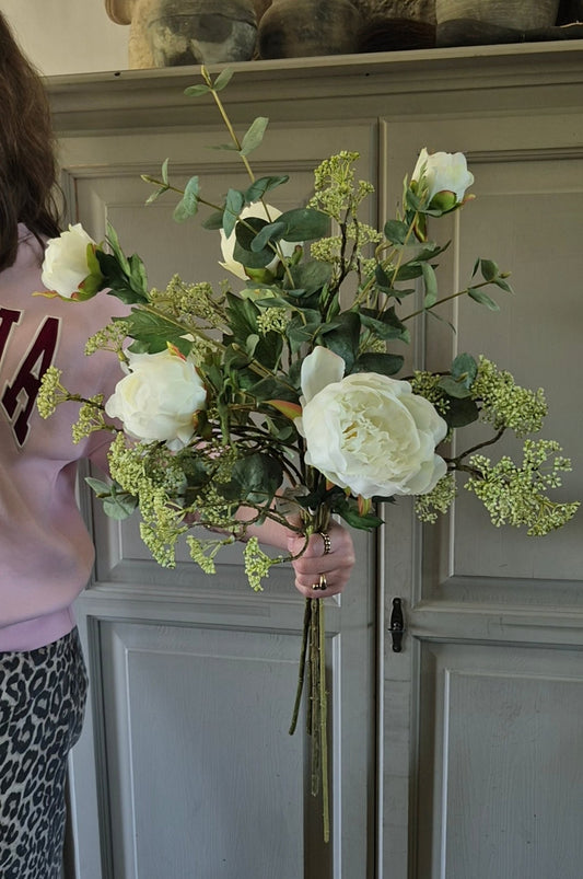 Kunstbloemen boeket wit - gebonden