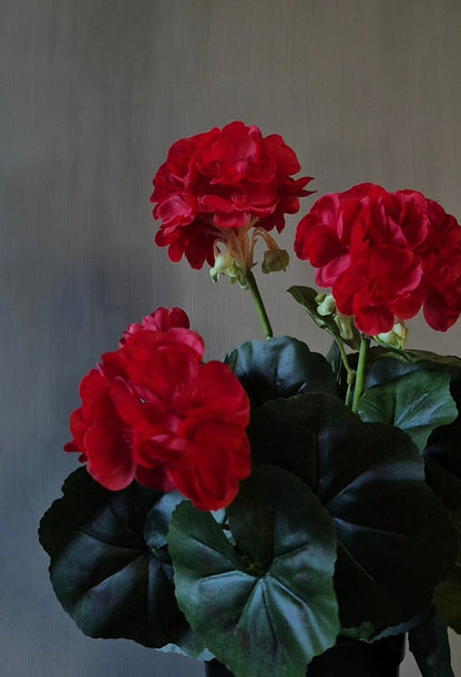 Geranie Kunstpflanze rot im Innentopf - 33 cm