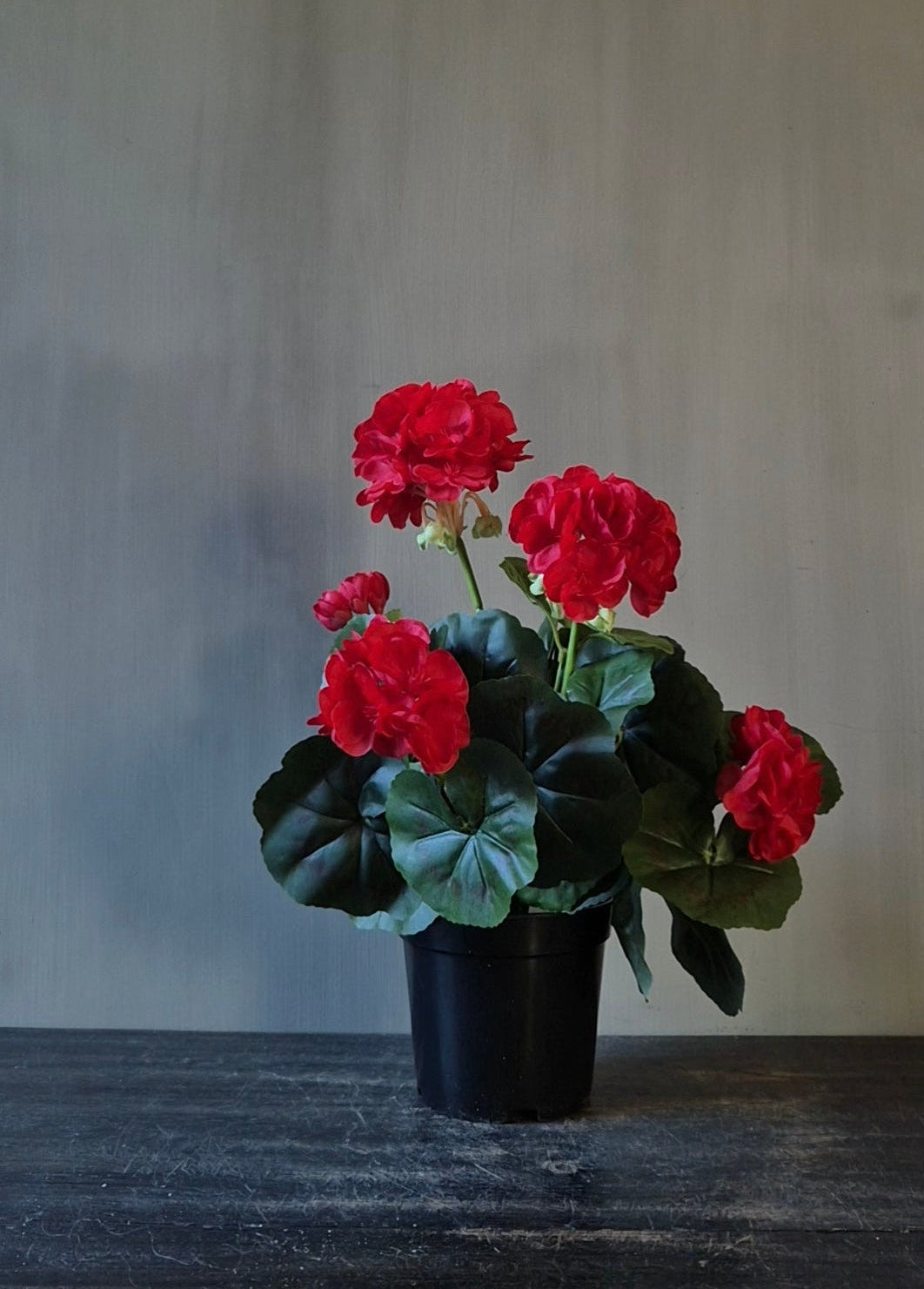 Geranium kunstplant rood in binnenpot - 33 cm