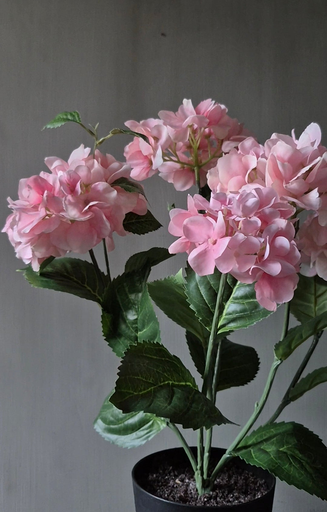 Hortensia kunstplant lichtroze in binnenpot met UV-bestendige bladeren 48cm