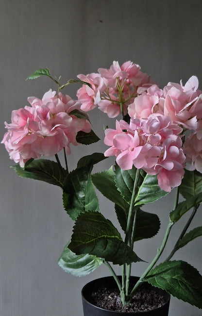 Hortensia kunstplant lichtroze in binnenpot met UV-bestendige bladeren 48cm