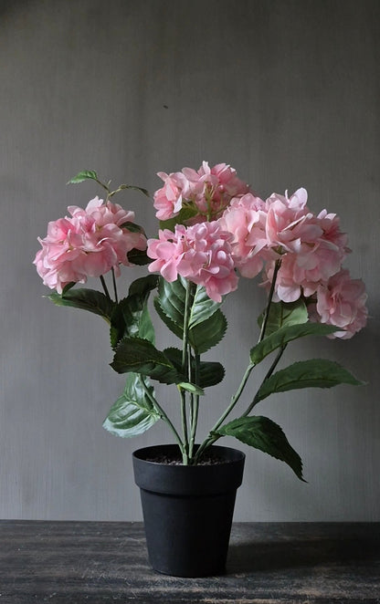 Hortensia kunstplant lichtroze in binnenpot met UV-bestendige bladeren 48cm