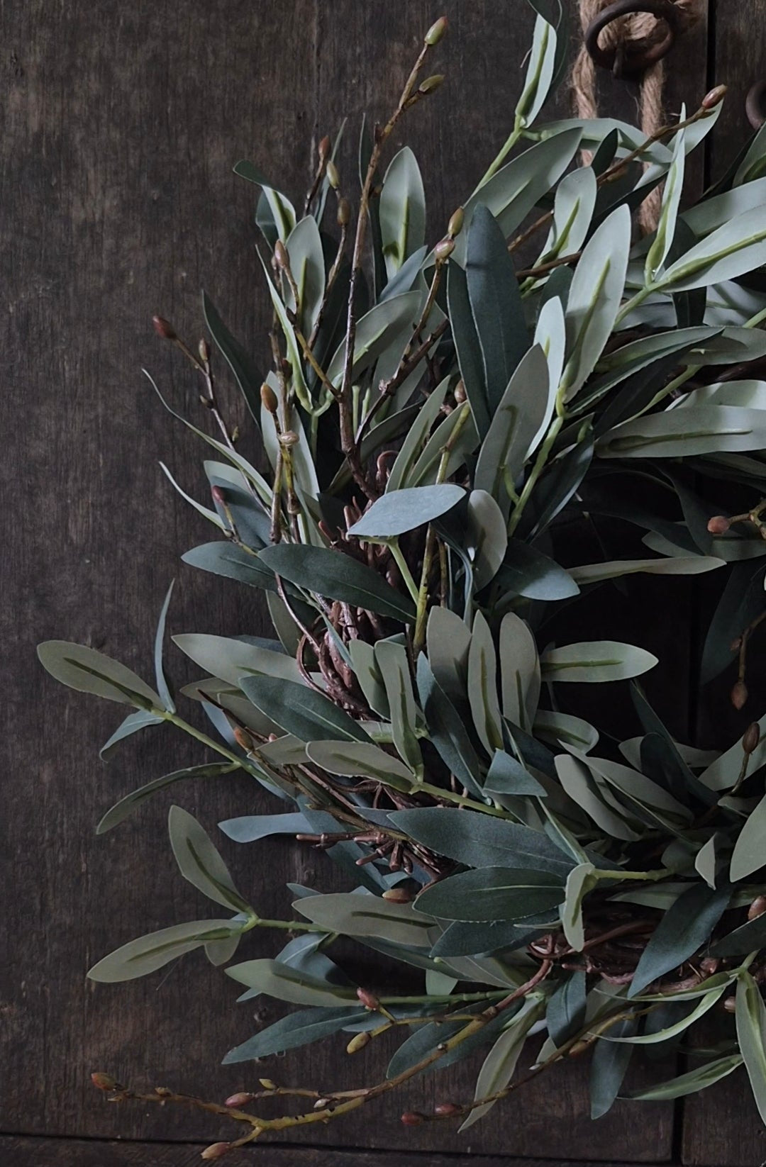 Artificial wreath olive green 30-35cm with tilia