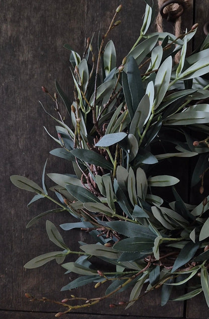 Artificial wreath olive green 30-35cm with tilia