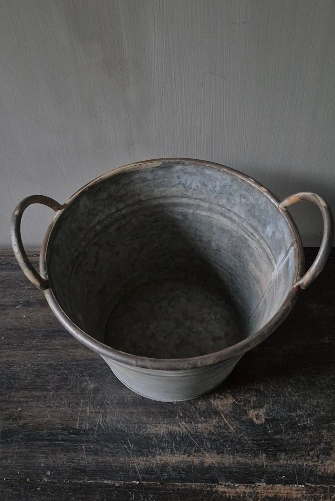Kleine emmer met handvatten zink 16,5cm