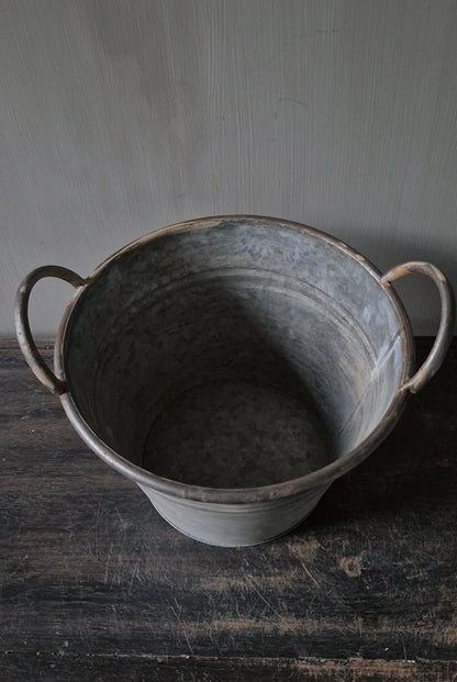 Kleine emmer met handvatten zink 16,5cm