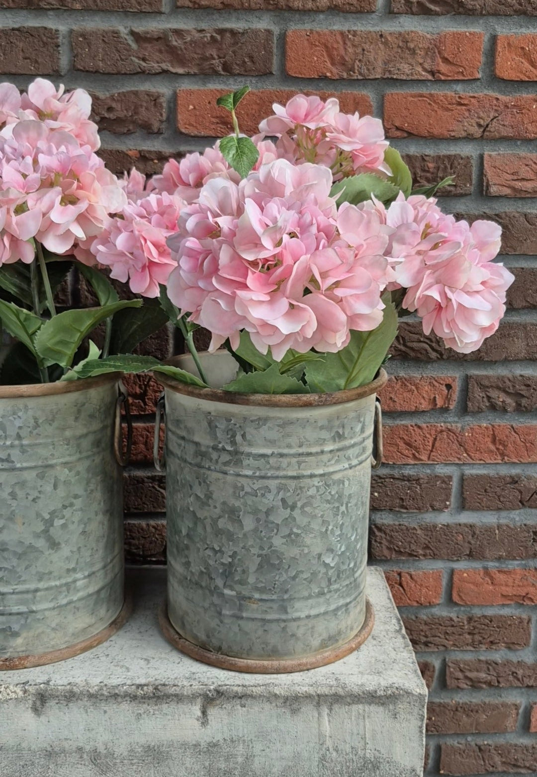 Straight zinc pot - 26 cm with handles