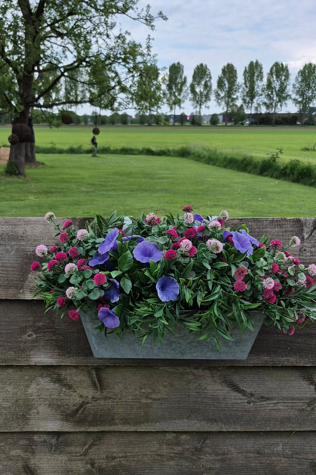 Zinken plantenbak met ophangarmen 40 cm