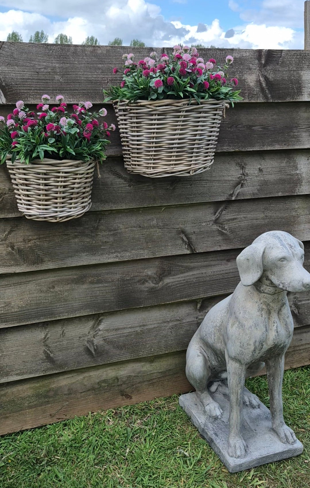 Rattan-Hängekorb mit Henkel, natur, für Wand oder Tisch