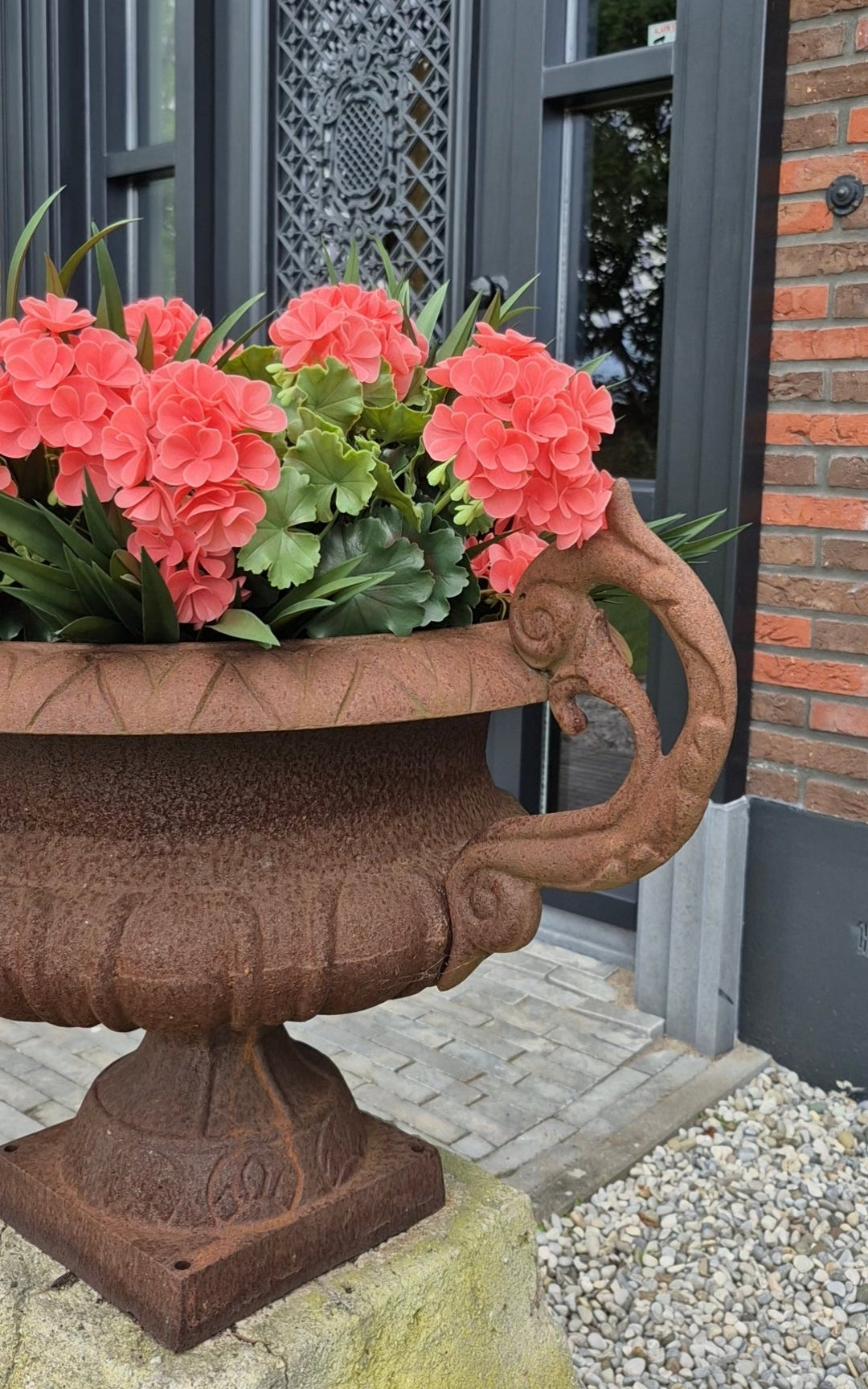 Französische Geranie Kunstpflanze Lachs UV – 40 cm