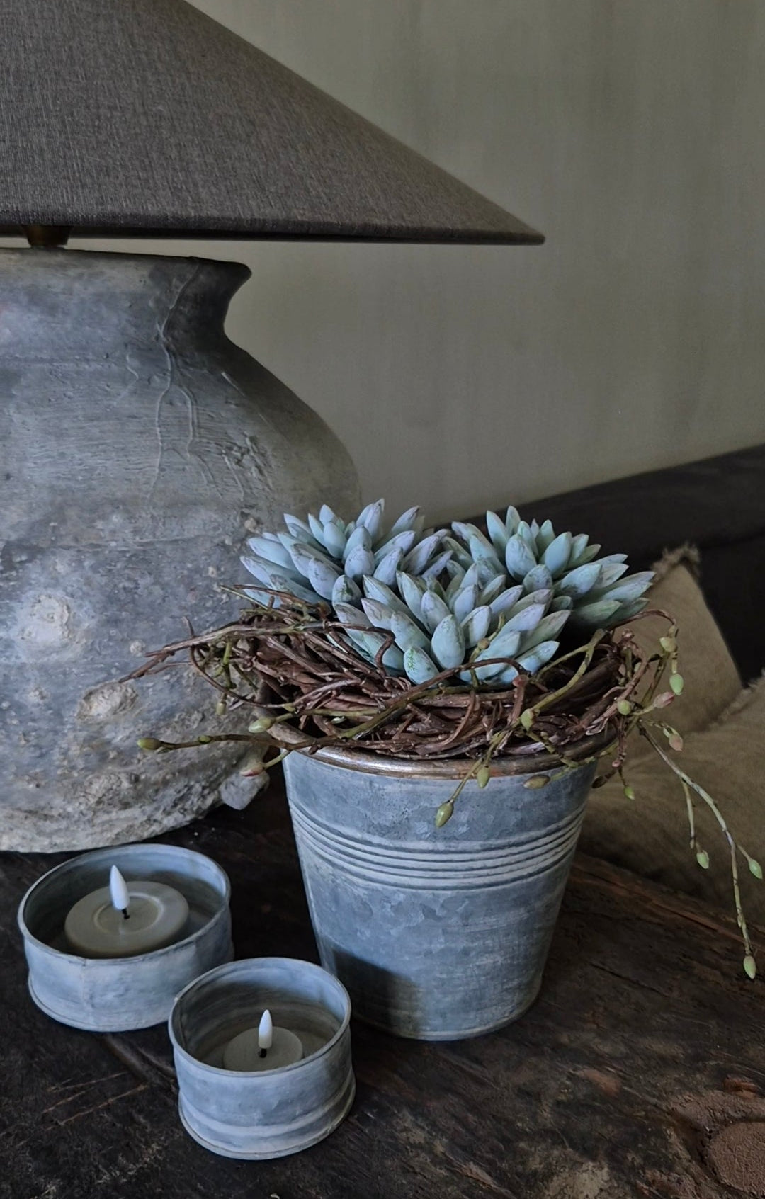 Kunst-Sukkulente Sedum Grün-Grau