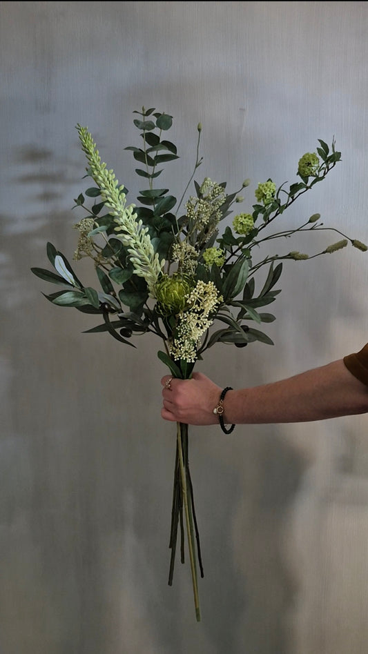 Kunstbloemen boeketje groen 7 stelen - gebonden