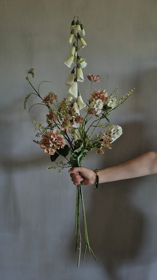 Kunstbloemen set oud-roze / wit / groen - gebonden