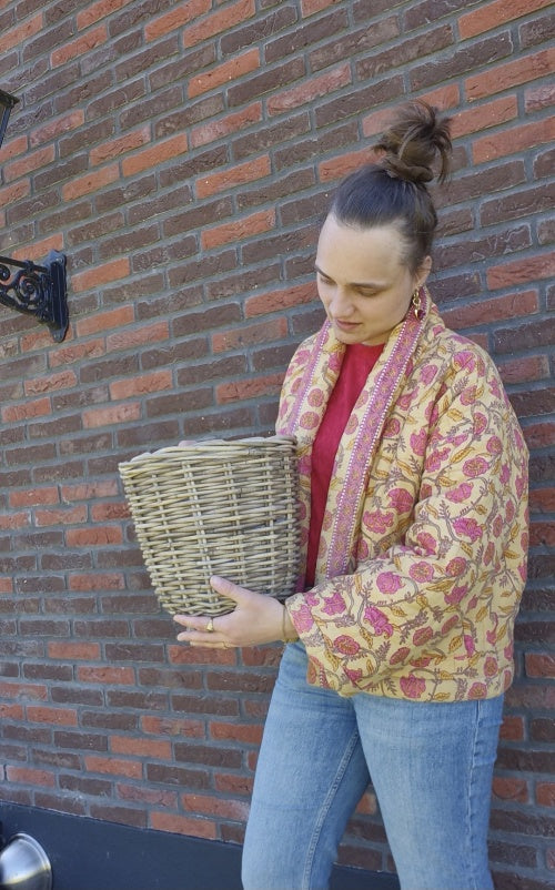Rattan-Pflanzkorb 30 cm natur mit Fuß