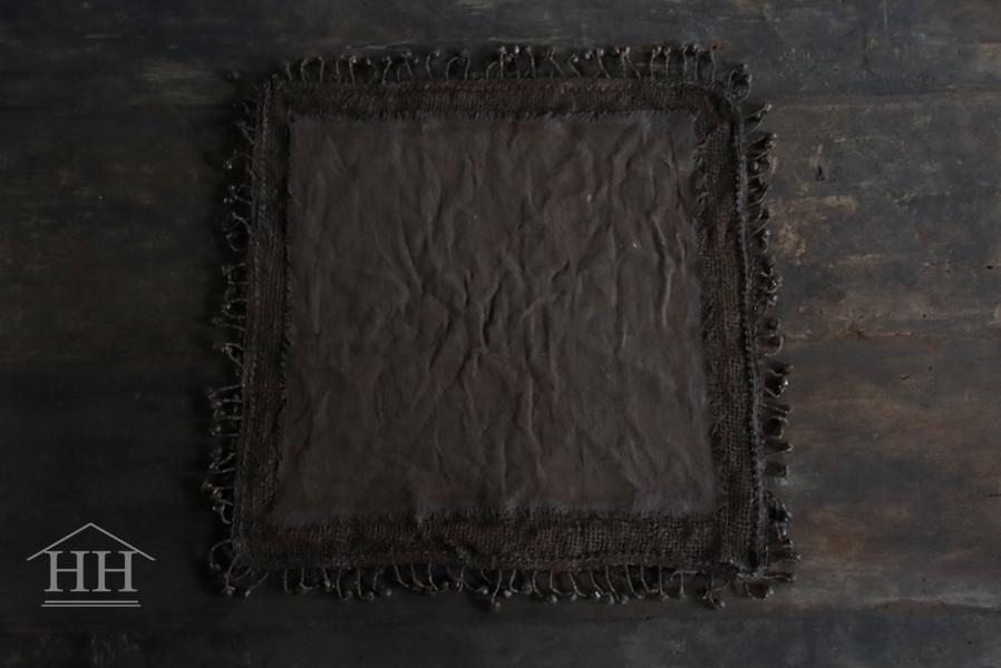 Shabby-Tischset aus Leinen in warmem Braun, 40 x 40 cm