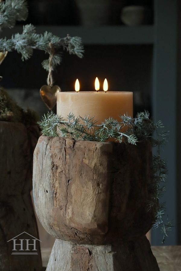 Pillar candle diameter 15 cm with 3 wicks Countryfield sand/beige