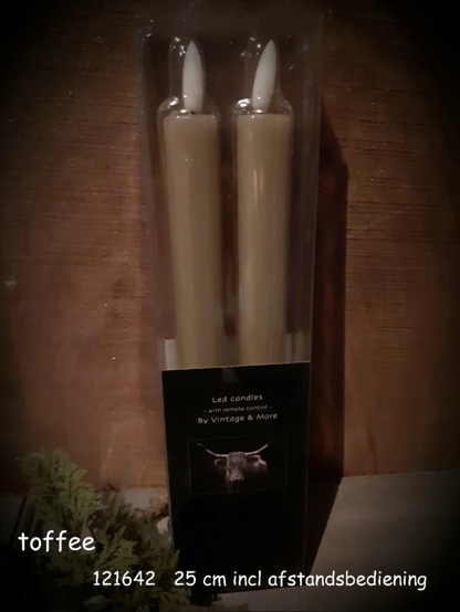 LED dinner candle toffee 24 cm | Vintage &amp; More