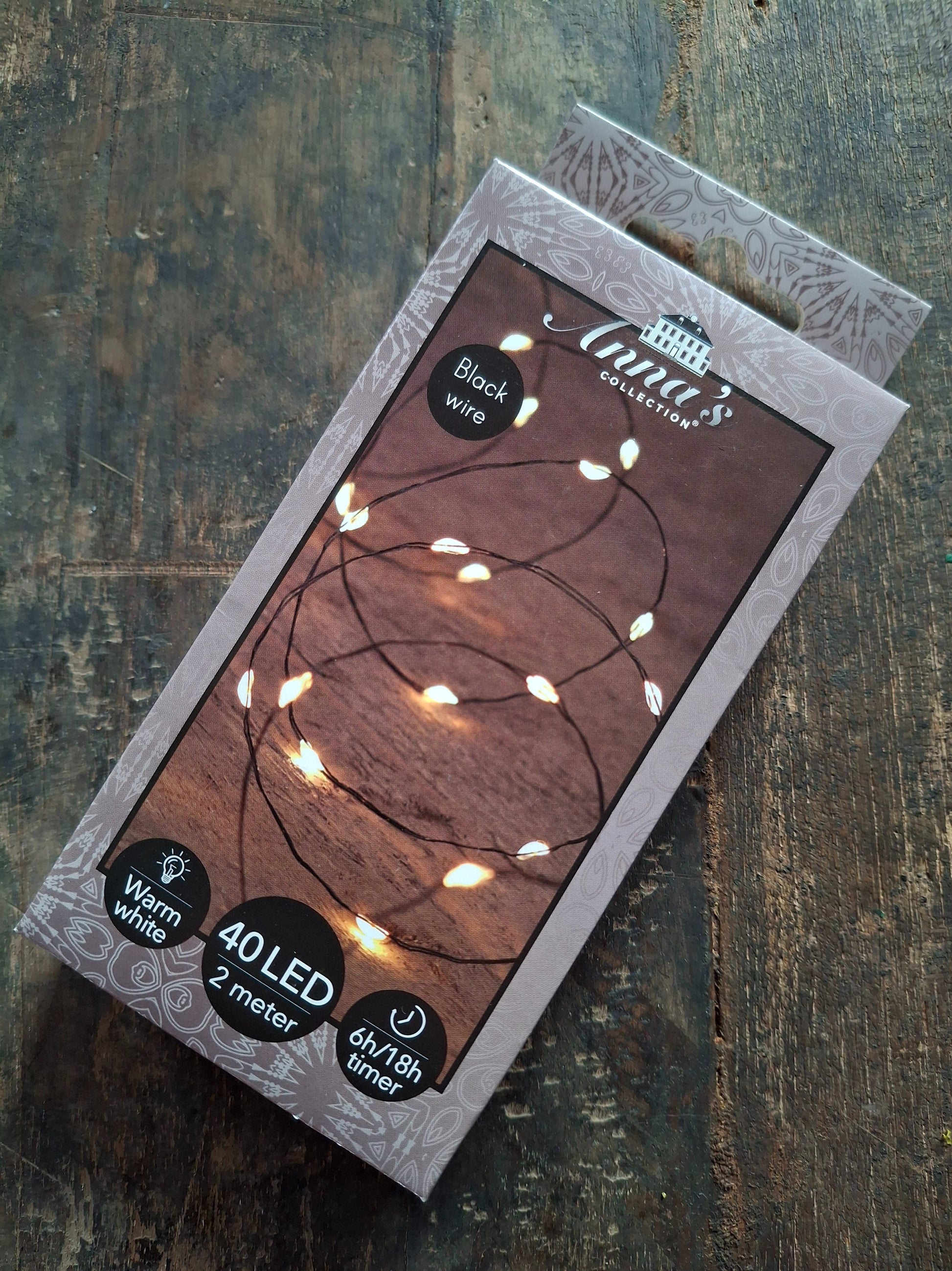 Zwart lichtsnoer 2m 40 LEDs Anna's Collection