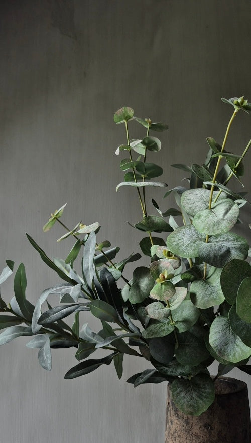 Eucalyptus kunsttakken groene mix met olijf 65 cm