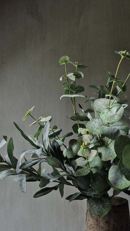 Eucalyptus kunsttakken groene mix met olijf 65 cm