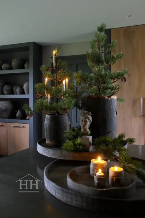 Houten pot antiek 24x21cm (02)