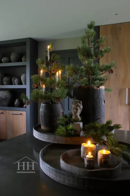 Houten pot antiek 24x21cm (02)