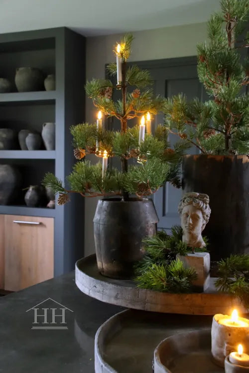 Houten pot antiek 24x21cm (02)