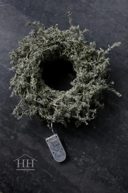 Asparagus waxkrans 19 à 20cm met lampjes