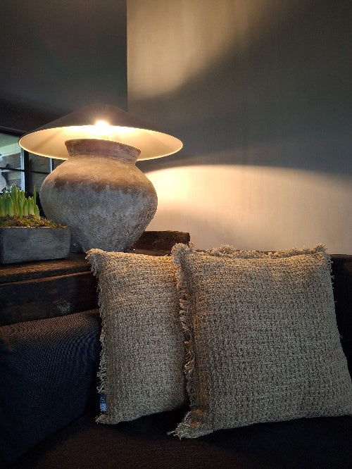 Beige sierkussen katoen 50x50cm