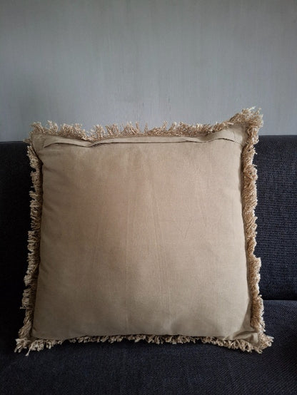 Beige sierkussen katoen 50x50cm