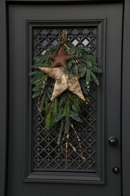 Berkenster XL van 39 cm, handgemaakt van echt berkenhout, ideaal als unieke kerstdecoratie voor binnen of buiten. - Hillary'sHome