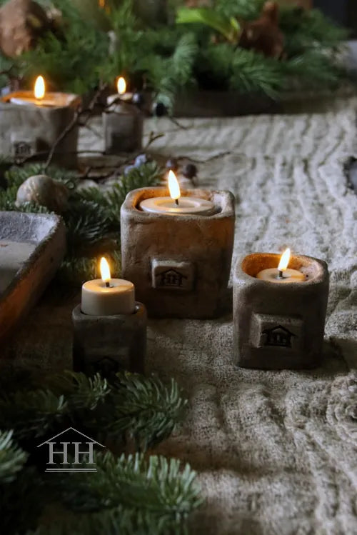 Betonnen waxinelichthouder vierkant - L