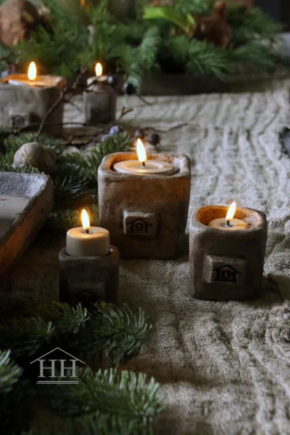 Betonnen waxinelichthouder vierkant - L