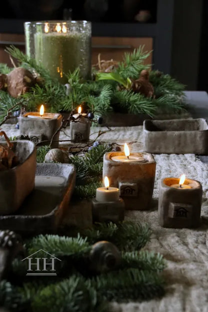 Betonnen waxinelichthouder vierkant - L