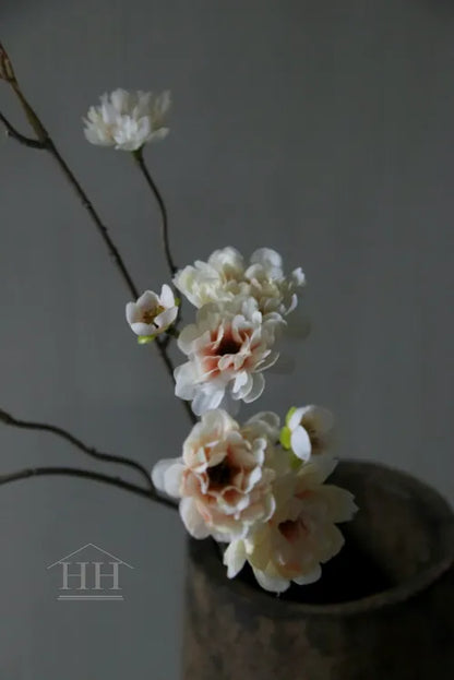 Kunst bloesemtak creme - zalm 50 cm