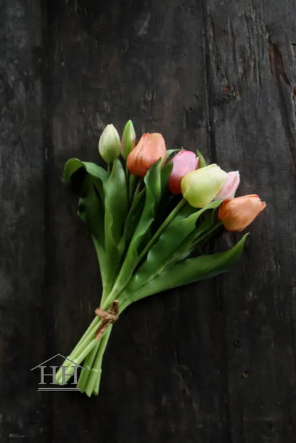 Tulpen bundel mix zalm-roze-wit - 30cm