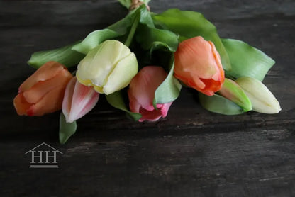 Tulpen bundel mix zalm-roze-wit - 30cm