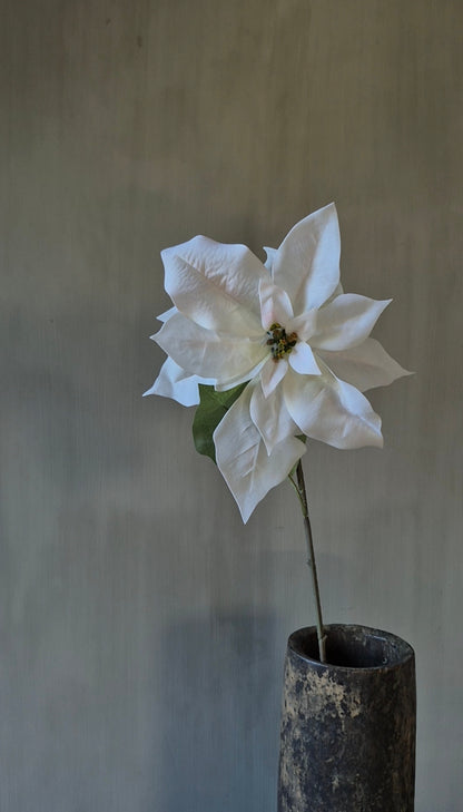 Kerstster kunstbloem wit creme real touch 58 cm