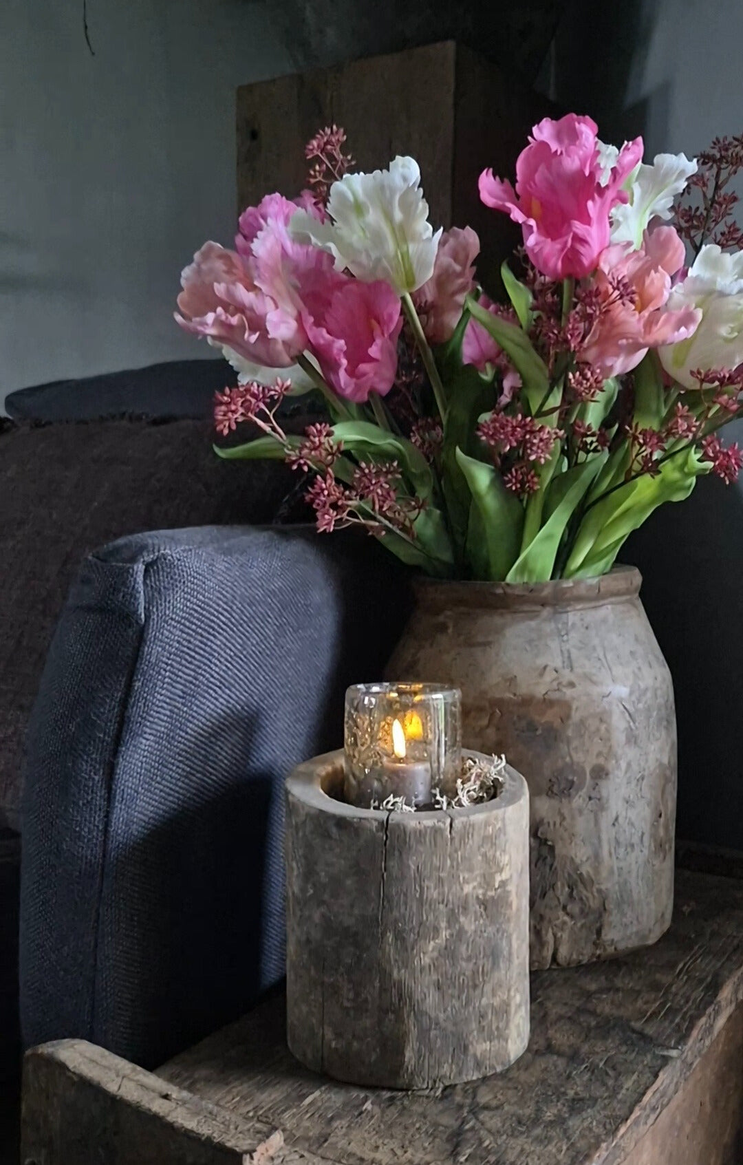 Houten pot vaas Uniek A1