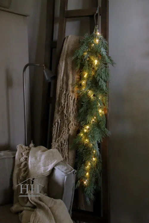 Ceder kunsttoef guirlande real touch 130cm met lichtsnoer