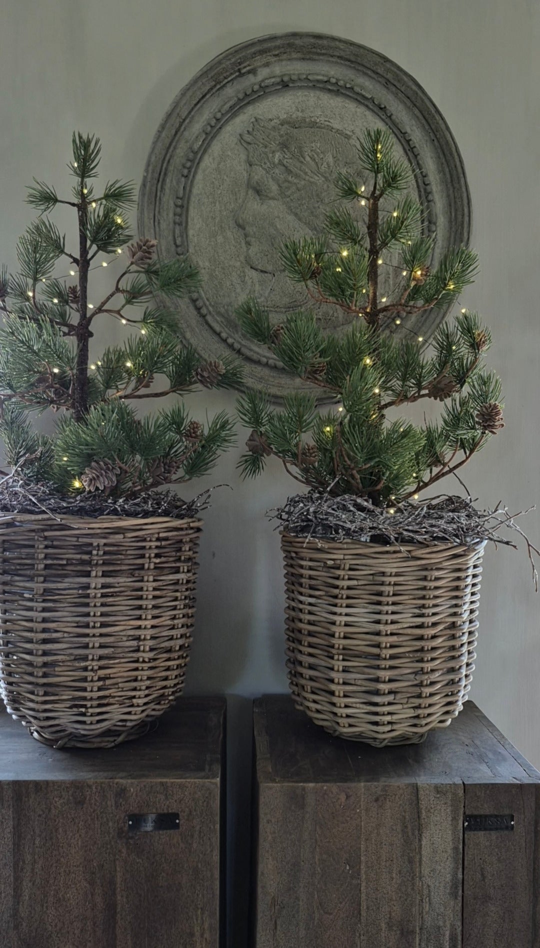 Rattan-Pflanzkorb 30 cm natur mit Fuß