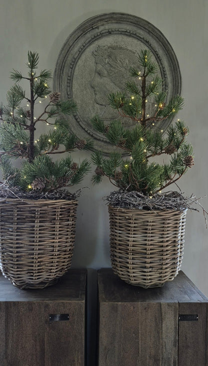 Rattan-Pflanzkorb 30 cm natur mit Fuß